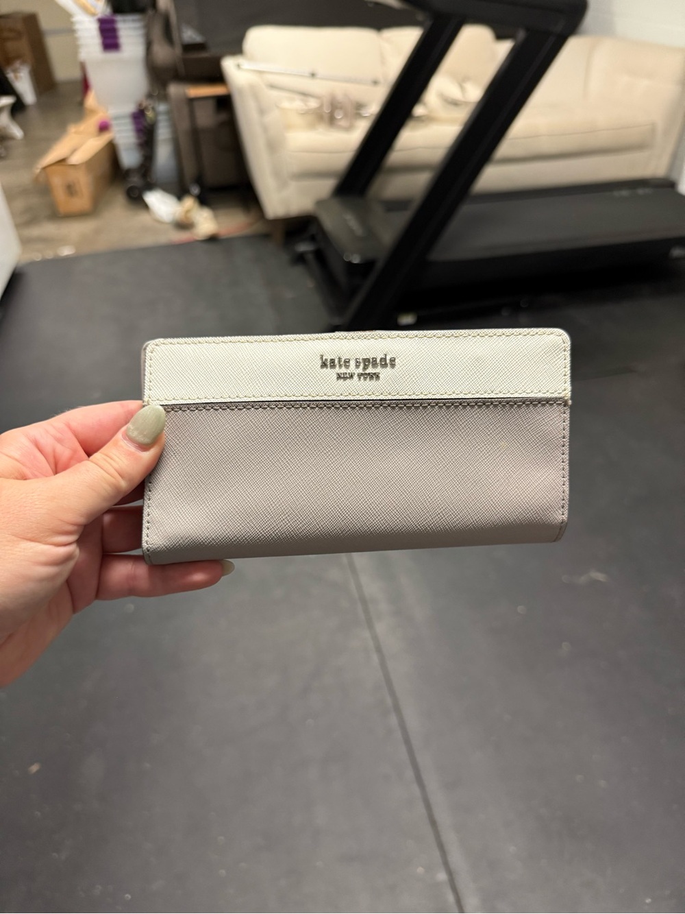 kate spade Two-Tone Cream & Gray Continental Wallet